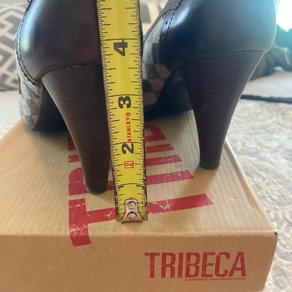 Tribeca by Kenneth Cole argyle chocolate brown heels with buckle size 10 LKC - Picture 7 of 7